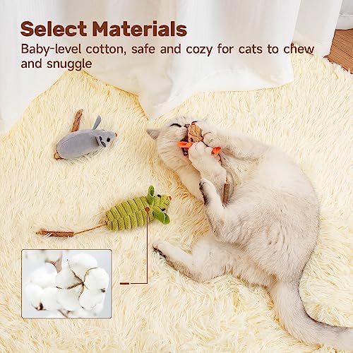Potaroma Cat Toys: 3pcs Squeak Mice Interactive Catnip Silvervine Animals