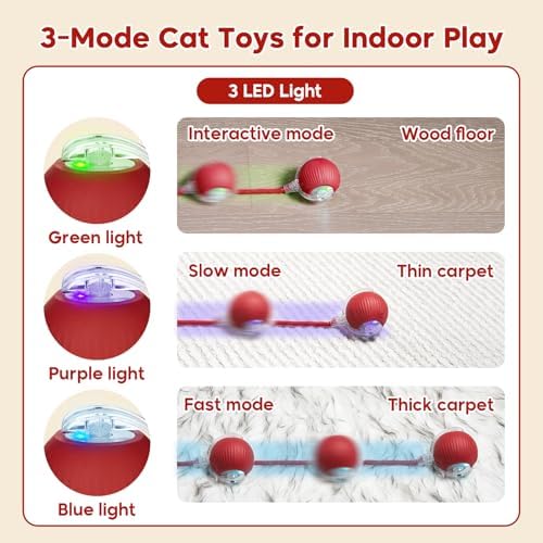 Interactive Dog & Cat Toy, Electric Automatic Rolling Moving Toys, Self Activated Play Smart Rolling Ball for Dogs & Cats, Chase Teaser Pet Ball for Bored Indoor Cats & Dogs