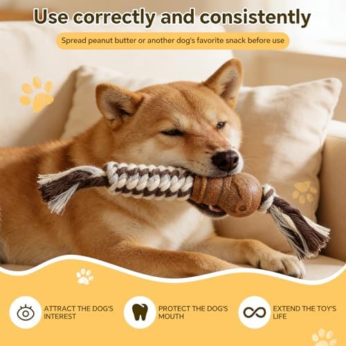 Dog Chew Toys for Aggressive Chewers – Puppies & Adults, Multiple Textures & Rope， ndestructible Tough Durable Interactive Dog Toys， Brown Snowman