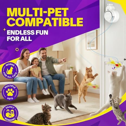Automatic Interactive Cat Toys, Door Flying Feather Bird & Mouse for Kitten
