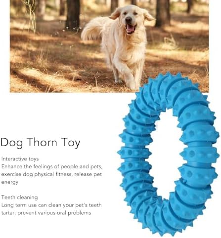 Dog Spiky Chew Ring Food Grade Rubber Teeth Cleaning Interactive Toy for Medium Large Dogs 5.91In Diameter for Indoor Outdoor Play