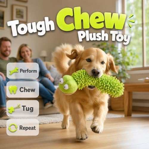Indestructible Tough Plush Squeaky Dog Toy for Aggressive Chewers，Brown