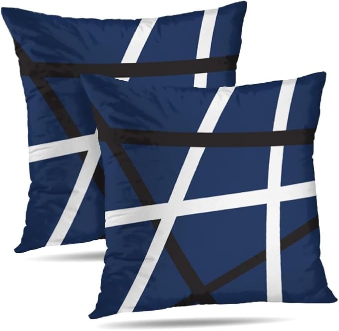 Modern Art Geometric Pillow Cover, Decorative Throw Pillow Covers Blue White Abstract Artwork Cushion Cover for Bedroom Sofa Living Room 26 x 26 Inch Set of 2