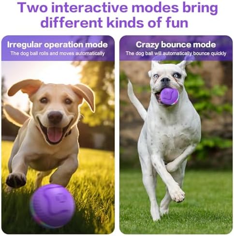 Interactive Dog Toys Ball, Automatic Rolling Toy, Lively pet Ball for Medium/Large Dogs to Relieve Boredom, Activated Automatic Motion Dog Balls Toy with LED Flash, USB Rechargeable