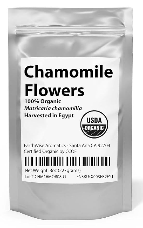 Organic Chamomile Flowers - 8 ounces - 100% Organic - Herbal Tea - Flor de Manzanilla - EarthWise Aromatics