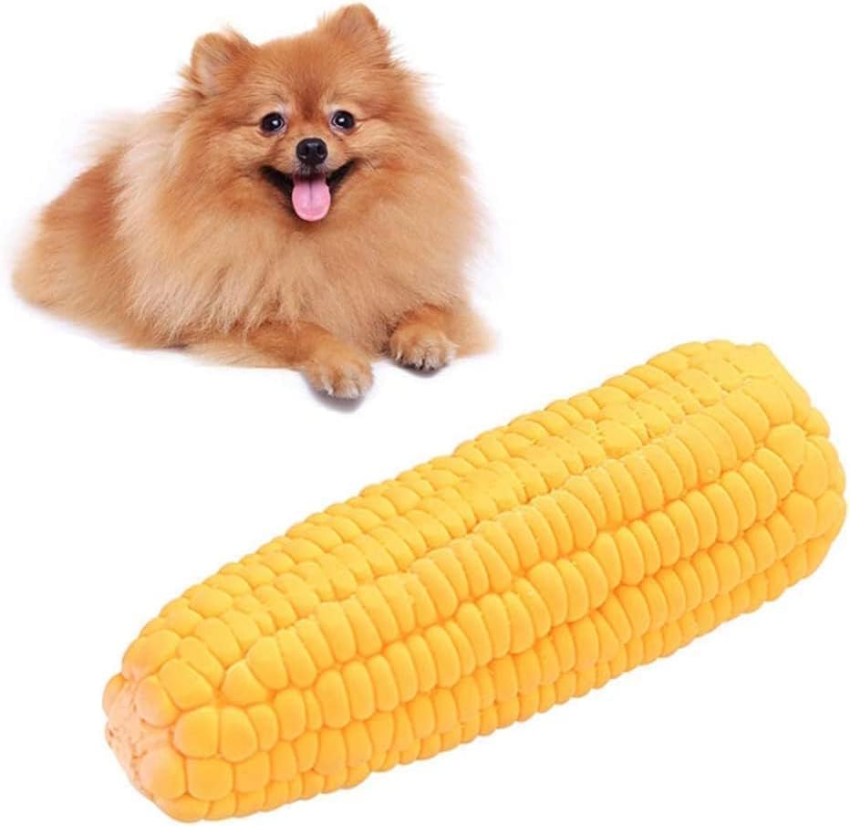Yellow Corn Shape Pet Dog Puppy Latex Squeaky Bite-Resistant Interactive Play Chew Toy Pet Supplies Dog Toy, Aggressive Chewers for Small/Medium/Large