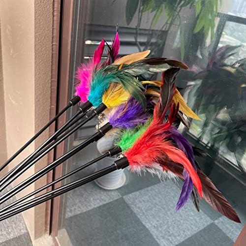 Cat Feather Wand Toys 10-Pack with Bell Indoor Kittens