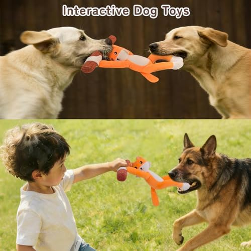 Squeaky Dog Toys,Plush Puppy Toys with Pull Branch