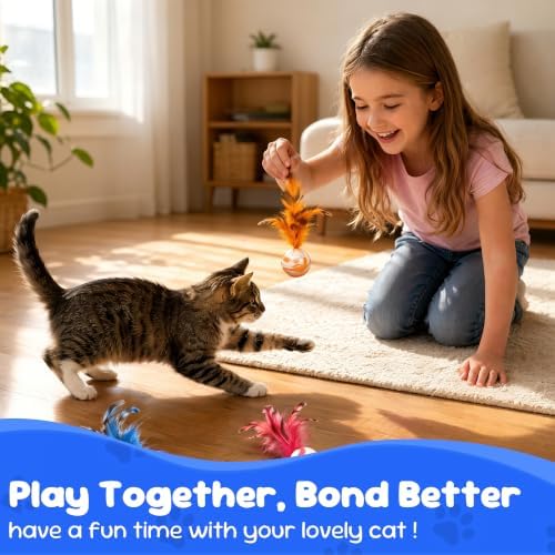 Cat Feather Toys 20 Pack, Cats Bouncy Balls for Indoor Cats