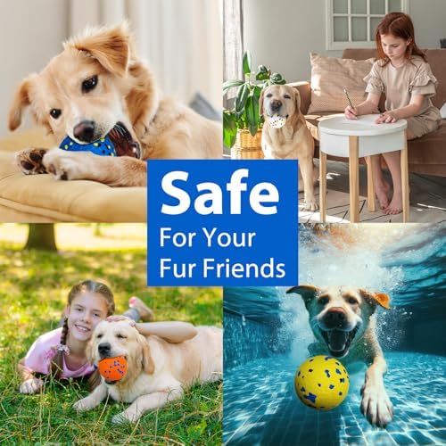 Beieverluck 8 Pack Dog Toy Balls Tennis Ball for Aggressive Chewers, 3.0'' Indestructible Dog Teething Chew Toys Fetch Ball for Medium Large Dogs