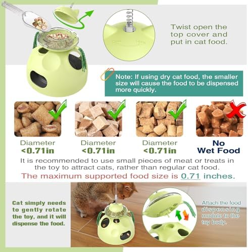 Sedioso Cat Toy, 4-in-1 Cat Interactive Toys for Indoor Cats, Hide and Seek Cats Toys, Spinning Toy and Kitty Food Dispenser Feeder Treat Dispensing Feeding Toy (Green)