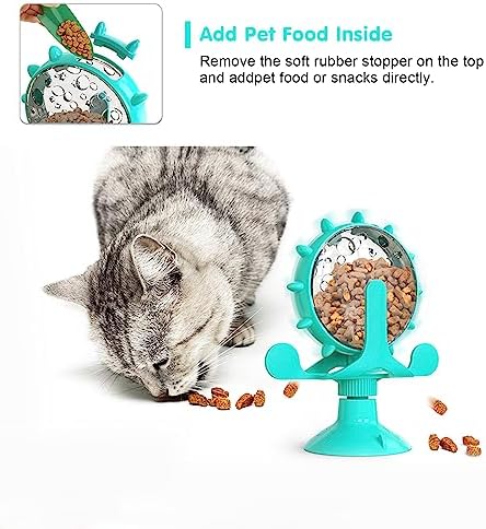 Cat Dog Treat Dispenser Toy - Cat Interactive Feeder (Lake Blue)