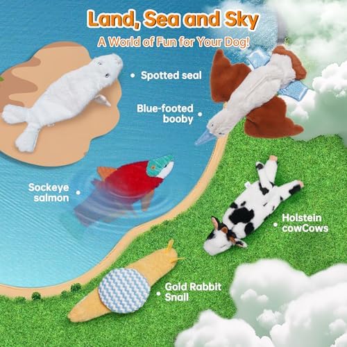Nocciola Squeaky Dog Toys, 5-Pack Crinkle Plush Toys, No Stuffing Dog Toys for Small Medium Large Dogs, Boredom Relief