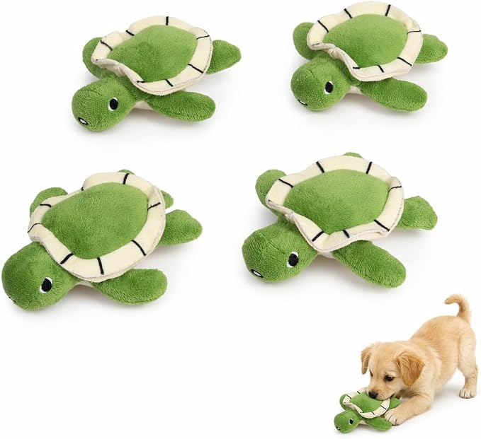 Hollypet Squeaky Hide and Seek Dog Toys for Small and Medium, 4 Turtles