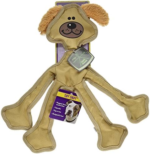 Multipet Skele Dog Rope - Nylon Tug of War - Squeaky Toy for All Dogs - Animal Dog Toy for Playing Toss & Fetch (15", Tan)