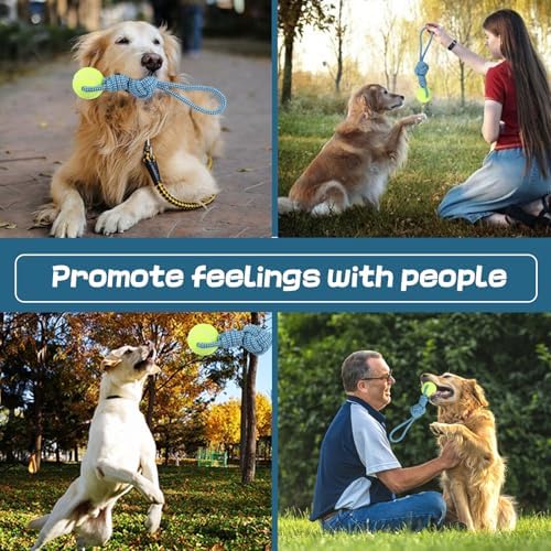 Dog Rope Toy Tug Outdoor Puppy Interactive Dog Toy 1 Knot with Tennis Ball