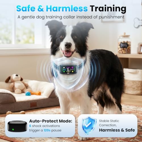 Smart Dog Bark Collar, Anti Barking Collar with 4 Training Modes, 8 Adjustable Sensitivity, Rechargeable IP67 Waterproof for Medium and Large Dogs (11-150 lbs)