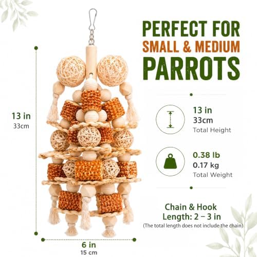 Bird Toys Natural Corn Cob Loofah Chew Toys for Small Medium Parrots