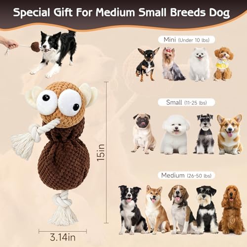 Yipetor Mosquito Squeaky Dog Toy, Cotton Rope Chew Toy for Small Medium Dog