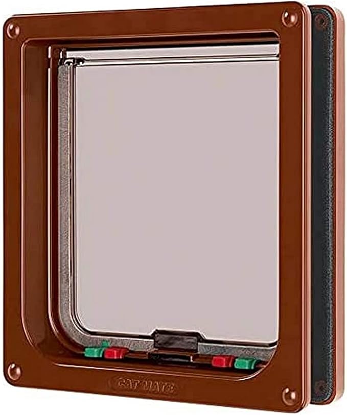 Cat Mate Large Cat & Small Dog Flap, Secure 4-Way-Locking Mechanism, Brown | Draught & Weather-Resistant, Silent action, Suitable for Internal & External Installation, Set a Night-Time Curfew,