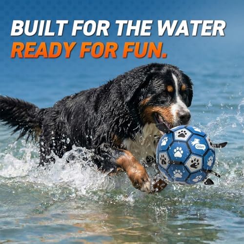 QDAN Extra Large Dog Toy Soccer Ball, Durable Dog Balls with Straps, 9 Inch