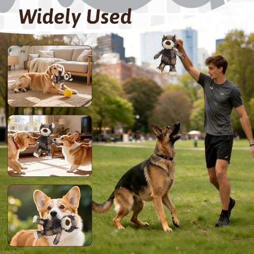 MAXBECK Dog Companion for Heavy Chewers-New Plush Robust Bear Dog Toy, Resistant Squeaky Dog Toys for Heavy Chewers, Tough Stuffed Plush Dog Toys for Aggressive Chewers