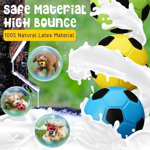 Vinsot 6 Pack 2.6" Squeaky Latex Balls, Soccer Chew Toys for Dogs