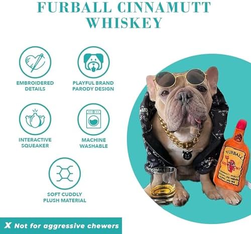 Haute Diggity Dog Furball Bottle Plush Dog Toy, Drink Parody Chew Toys
