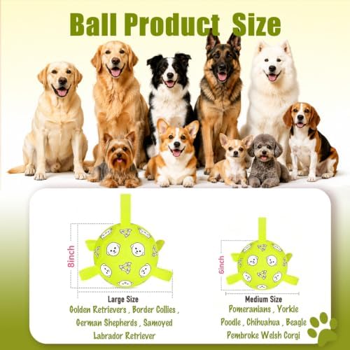 Dog Soccer Ball with Straps, 6 Inch Jolly Ball for Medium Dogs