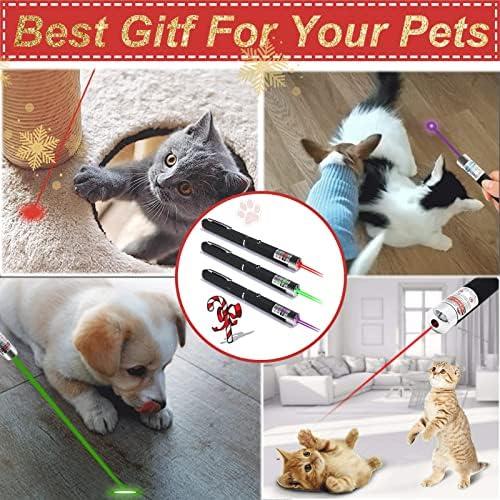 MEUSNO Cat Laser Pointer Toy, 3 Pack Cat Laser Pointer for Cats Dogs Pet Toy Lazer, Blue Green Red Laser Pointer Cat Toys for Pet Indoor Chase Cat Toy Lazer Pointer