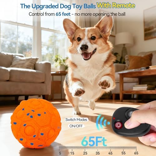 Newget Interactive Dog Toy Ball, Remote Control with 3 Play Modes Orange