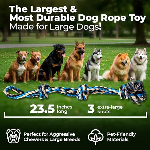 Pacific Pups Products 2 Pack Blue - XL Dog Rope Toy for Aggressive Chewers - Benefits Non-Profit Dog Rescue - Tug of War Dog Toy, Dog Toys for Large Dogs, Tough Dog Toys for Aggressive Chewers