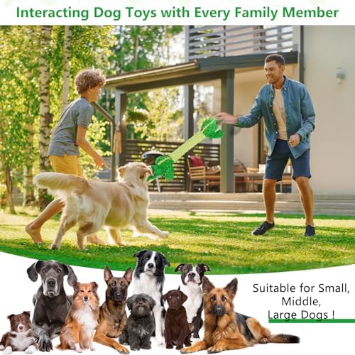 Letsmeet Large Squeaky Alligator Dog Toys, Interactive Puppy Toys with Crinkle Paper, Pull Tug of War Dog Toy, Plush Dog Chew Toys for Small, Medium, Large Breed