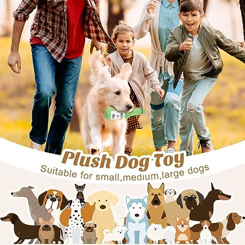 Shappy 6 Pcs Squeaky Dog Toys Beer Bottle and Opener Design Interactive Dog Toys for Small and Medium Pet Playing, Without Stuffing