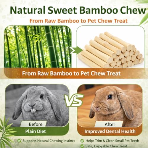 Sukh 420g Bamboo Chew Sticks - Natural Rabbit Bunny Small Animal Chew Toy