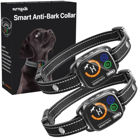 Dog Bark Collar 2 Pack，Smart Anti Barking Collar for Large Medium Small Dogs 9-143lbs,with 6 Sensitivity Levels and 3 Modes Beep Vibration, IP67 Waterproof，Humane Bark Training Collar