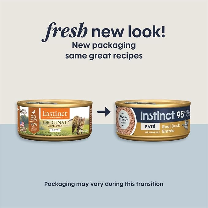Instinct Pate Entrees, Wet Canned Cat Food, Real Duck, 5.5 oz (12 Count) | Rich & creamy pate texture, high protein, real duck, whole-food ingredients, grain-free, hydration support