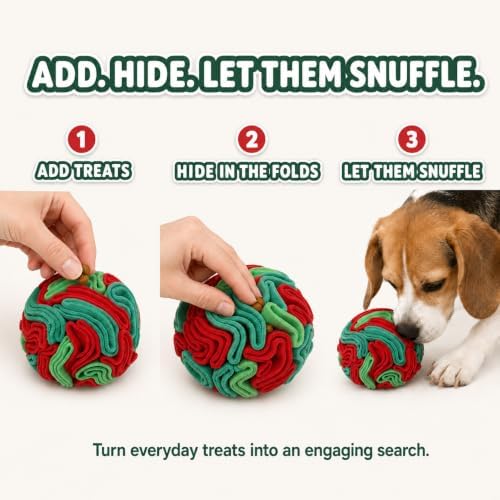 Snuffle Ball for Dogs - Interactive Dog Toys to Keep Them Busy, Dog Puzzle Toy with Soft Fabric for Small, Medium, Large Dogs Daily Companionship, Training Reward Gift