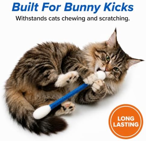 Glaciart One XXL Swabs Cat Toys with Catnip - 2 Pk | Durable for Chew, Cute Cat Toys Interactive Kitty for Boredom, Exercise, & Play | Filled w/Organic Catnip for Anxiety & as Digestive Aid