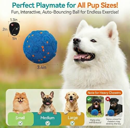 Smart Interactive Dog Ball with Remote Control - Automatic Self-Rolling & Motion Activated Toy for Dogs, Durable Chew-Resistant E-TPU, 3 Play Modes for Puppy Small Medium Large Dogs