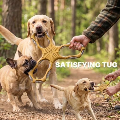 3 Way Doy Toys, Dog Tug Toy for Multiple Dogs, Dog Chew Toys, Yellow