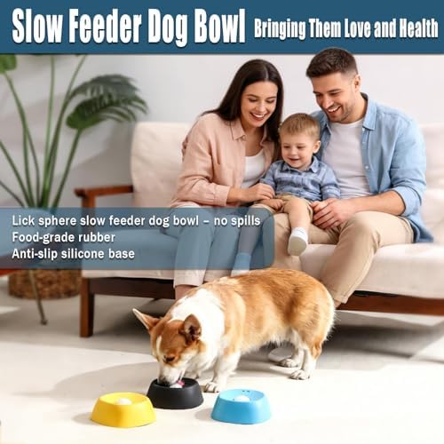 Slow Feeder Dog Lick Bowl with Rolling Ball, Dog Enrichment Toy