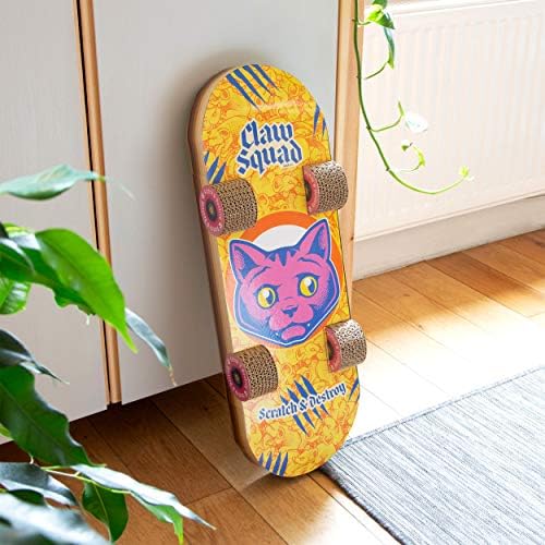 Suck UK Cat Scratcher Skateboard - Cat Scratching Board - Cardboard Cats Scratchers - Funny Gifts - Kitten Accessories & Accessories for Indoor Cats Furniture - Kitten Cardboard Scratcher