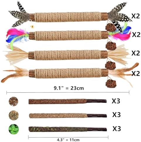 Cat Toys 21PCS Mix Catnip Chew Rope Silvervine Stick for Indoor Cat