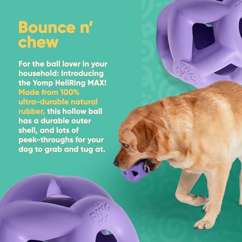 Yomp HeliRing MAX Dog Toy – Durable Hollow Ball with Zany Bounce, Tug & Fetch, Dishwasher Safe for Easy Cleaning