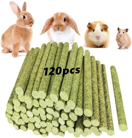 Timothy Hay Sticks 120 Pack Rabbit Chew Toys Guinea Pig Treats