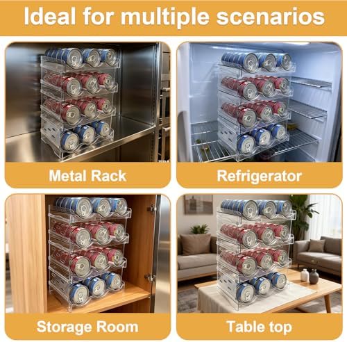 Cat Food Can Organizer 4-Tier Hold 72 Cans 3.5oz Transparent Cat Can Rack