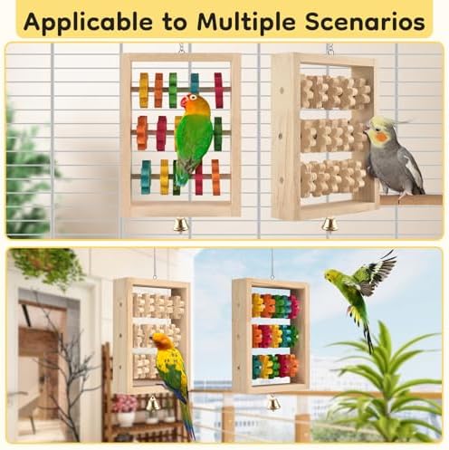 DBNESS 2Pcs Bird Toys for Parrots, Hanging Parrot Chew Toy, Natural Wooden Chewing Puzzle Training Blocks Intellectual Development for Parakeets Cokatiels Cockatoo African Grey Amazon Macaw