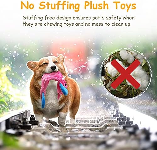 AWOOF No Stuffing Dog Toy, Crinkle Squeaky Dogs Teething Chew Toys Set for Small Medium Large Breed Puppies Aggressive Chewers,Durable Birthday Interactive Plaything Dogs Doggies Toys Bulk