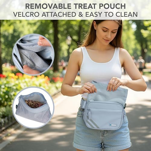 PetAmi Dog Walking Bag, 3-in-1 Crossbody Fanny Pack Treat Pouch, Light Blue